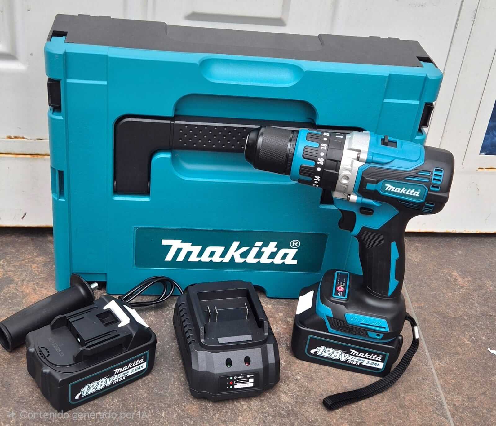 Taladro Percutor Inalámbrico Makita 128V Brushless con 2 Baterías - Imagen 2